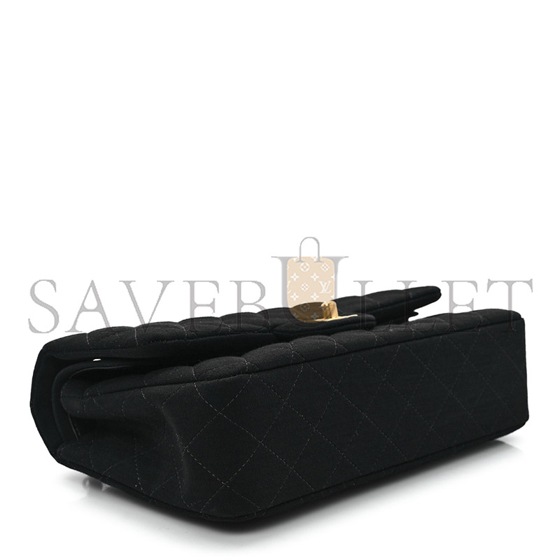 Ch*el master jersey quilted medium double flap black (25*17*7cm)